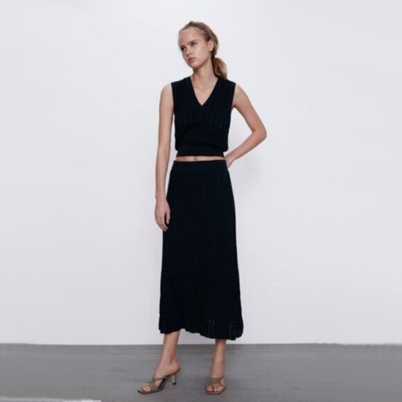 NWT Zara green open weave ribbed sleeveless knit top S - Picture 3 of 8